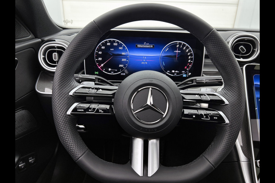 Mercedes-Benz C-Klasse 300 e Business Solution AMG AMG Line | Night Pakket | Panorama Schuif-Kanteldak | Parkeerpakket met 360°-camera | Alarm | Sfeerverlichting. Inclusief 24 maanden MB Certified garantie voor Europa.