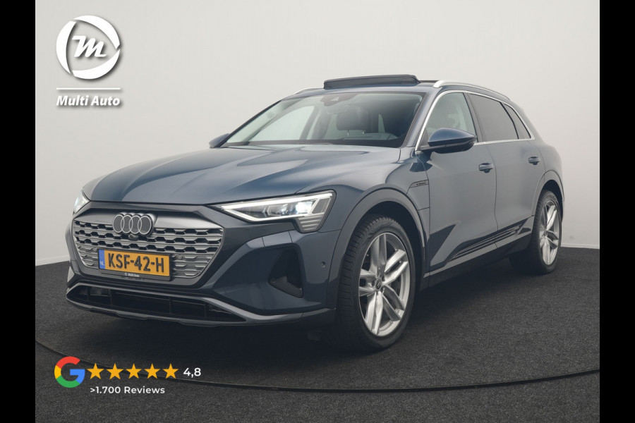 Audi Q8 e-tron 55 quattro Advanced Edition 115 kWh 408pk Dealer O.H | Panodak | Head Up | 360 Camera | Bang & Olufsen | Lederen Sportstoelen Massage & Memory | Stoelventilatie & Verwarming | Cruise Control | Keyless | Virtual | Navigatie | DAB | 21" L.M |