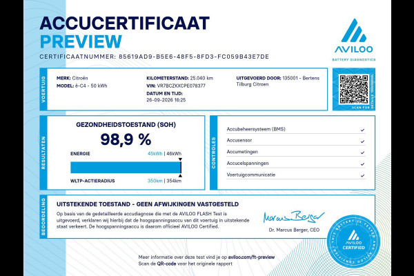 Citroën Ë-C4 You 50 kWh | Accu 99% | Parkeercamera | Apple Carplay | Prijs is rijklaar