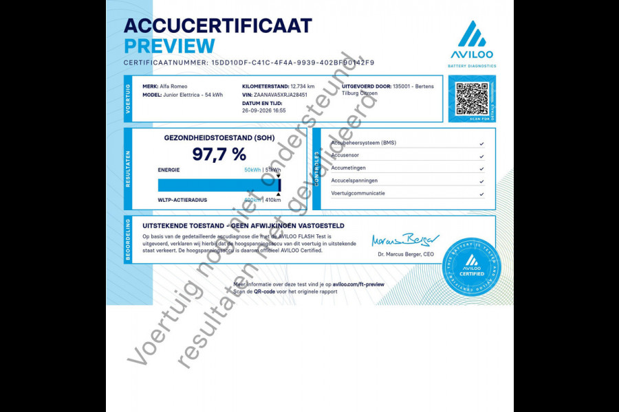 Alfa Romeo junior Elettrica 54 kWh | 1 fase | Accu 98% | 18 inch | Prijs is rijklaar