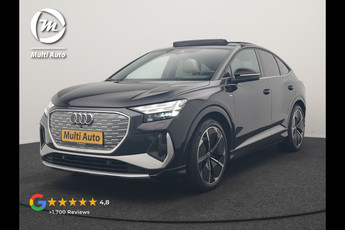 Audi Q4 Sportback e-tron 35 S Line 55 kWh 170pk Dealer O.H. | Panodak | Adaptive Cruise | Camera | Matrix LED | Lederen Comfortstoelen Verwarmd | Virtual Cockpit | Lane Assist | DAB | 21"L.M |