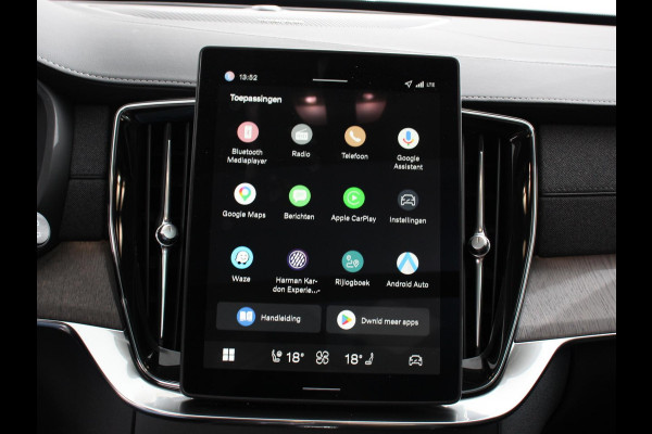 Volvo XC90 2.0 T8 Plug-in hybrid AWD Ultra Dark Panoramadak Navigatie Apple Carplay Android Auto 360 camera Parkeerhulp Adaptive Cruise Control Verwarmde en geventileerde voorstoelen Head-up-display Harman Kardon Premium Sound Memory stoelen met massagefunctie Climate Control Matrix-ledkoplampen