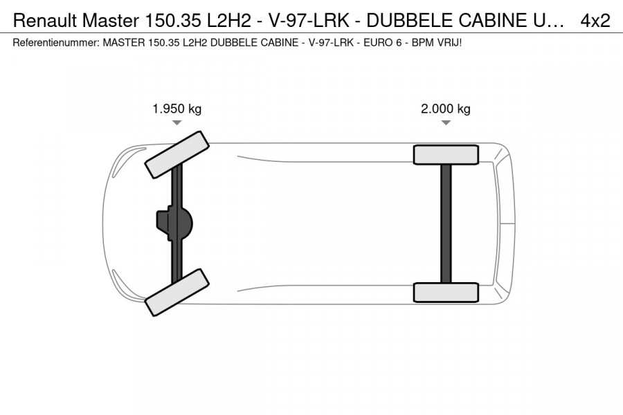 Renault Master 150.35 L2H2 - V-97-LRK - DUBBELE CABINE UITVOERING - EURO 6 - BPM VRIJ!