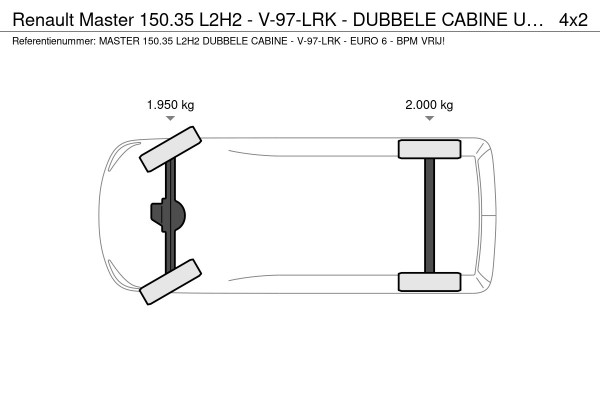 Renault Master 150.35 L2H2 - V-97-LRK - DUBBELE CABINE UITVOERING - EURO 6 - BPM VRIJ!