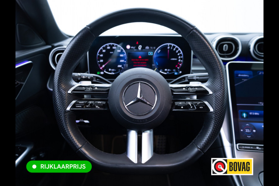 Mercedes-Benz C-Klasse Estate 300 e AMG Line | Pano | Digital light | Automatische zitpositie | Sfeerverlichting | Focal audio | Elec. trekhaak | Stoelen elec. met geheugen, Stoelverw., 360 Camera, Adaptieve cruise, Elec klep, Incl. winterset op lmv