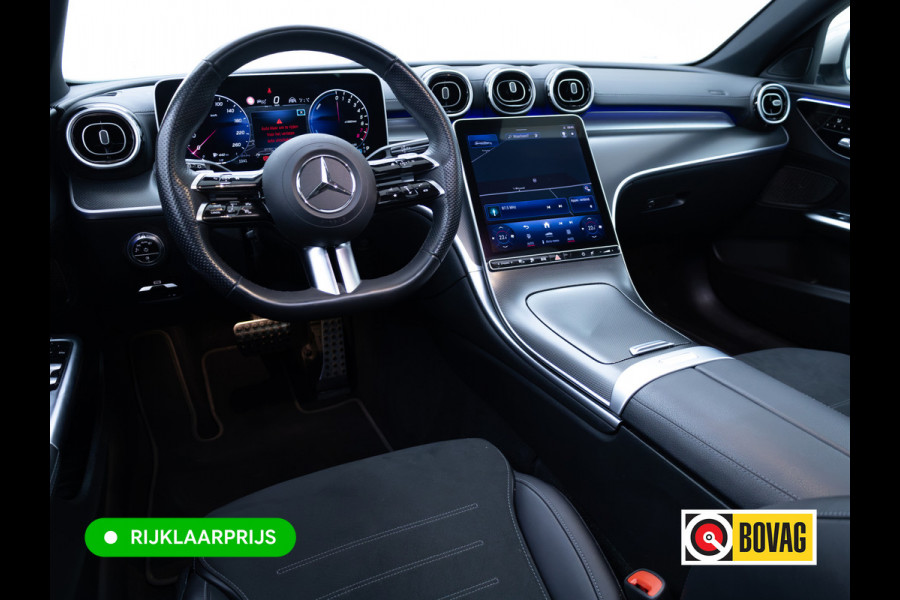 Mercedes-Benz C-Klasse Estate 300 e AMG Line | Pano | Digital light | Automatische zitpositie | Sfeerverlichting | Focal audio | Elec. trekhaak | Stoelen elec. met geheugen, Stoelverw., 360 Camera, Adaptieve cruise, Elec klep, Incl. winterset op lmv