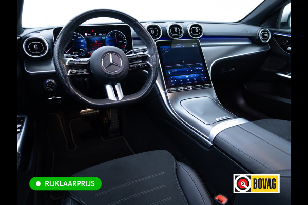 Mercedes-Benz C-Klasse Estate 300 e AMG Line | Pano | Digital light | Automatische zitpositie | Sfeerverlichting | Focal audio | Elec. trekhaak | Stoelen elec. met geheugen, Stoelverw., 360 Camera, Adaptieve cruise, Elec klep, Incl. winterset op lmv