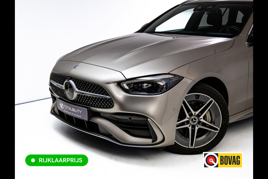 Mercedes-Benz C-Klasse Estate 300 e AMG Line | Pano | Digital light | Automatische zitpositie | Sfeerverlichting | Focal audio | Elec. trekhaak | Stoelen elec. met geheugen, Stoelverw., 360 Camera, Adaptieve cruise, Elec klep, Incl. winterset op lmv