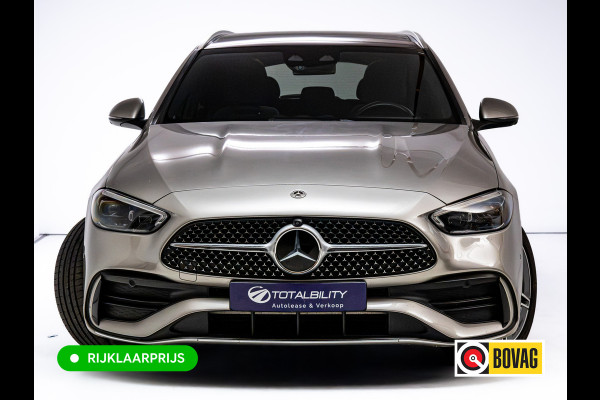 Mercedes-Benz C-Klasse Estate 300 e AMG Line | Pano | Digital light | Automatische zitpositie | Sfeerverlichting | Focal audio | Elec. trekhaak | Stoelen elec. met geheugen, Stoelverw., 360 Camera, Adaptieve cruise, Elec klep, Incl. winterset op lmv