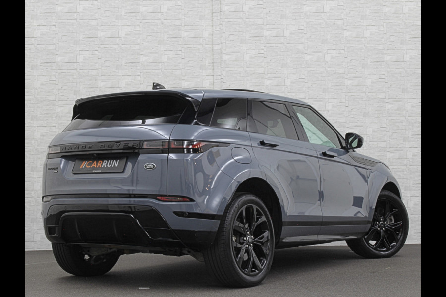 Land Rover Range Rover Evoque 1.5 P300e AWD R-Dynamic | Panorama | Leder | Meridian-Sound | Black-Optic | Sfeerverlichting | Stoelverwarming | Stuurverwarming | Camera | Elek. Achterklep | Voorruit Verwarming | Elektrische Stoelen | Lane Assist |