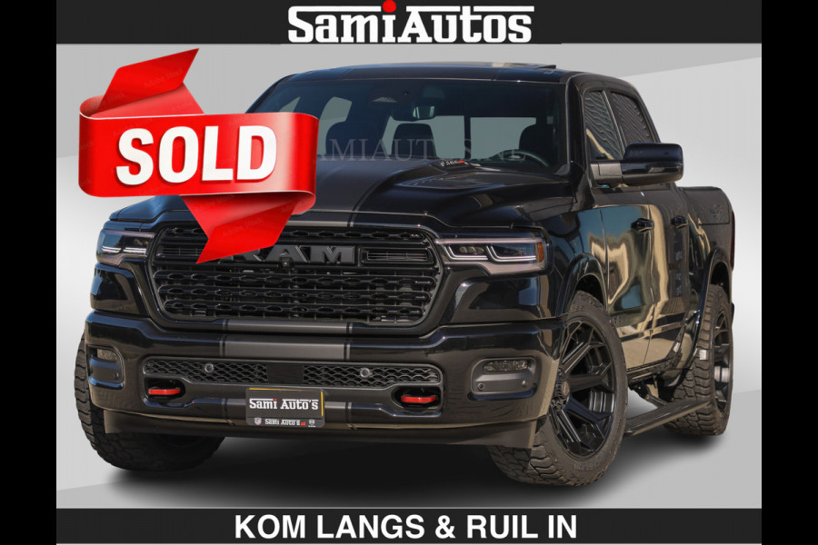 Dodge Ram Limited H.O 540HP 706Nm | € 84.950 excl | De Meest Luxe en Volle Pick-Up in zijn Klasse | LUCHTVERING | HUD | Massage + Full Opt Comfortabele Dubbele Cabine met Royale 5 Zitplaatsen | BPM vrij | Nu Leverbaar uit Voorraad | Voorraad Nr 2300 - 7689 | De specialist in Amerikaanse pick‑ups in Nederland en Europa.