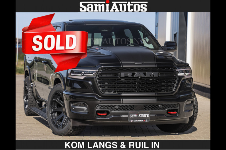 Dodge Ram Limited H.O 540HP 706Nm | € 84.950 excl | De Meest Luxe en Volle Pick-Up in zijn Klasse | LUCHTVERING | HUD | Massage + Full Opt Comfortabele Dubbele Cabine met Royale 5 Zitplaatsen | BPM vrij | Nu Leverbaar uit Voorraad | Voorraad Nr 2300 - 7689 | De specialist in Amerikaanse pick‑ups in Nederland en Europa.