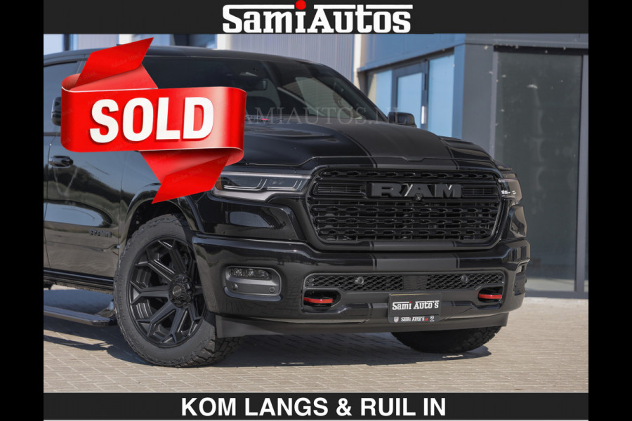 Dodge Ram Limited H.O 540HP 706Nm | € 84.950 excl | De Meest Luxe en Volle Pick-Up in zijn Klasse | LUCHTVERING | HUD | Massage + Full Opt Comfortabele Dubbele Cabine met Royale 5 Zitplaatsen | BPM vrij | Nu Leverbaar uit Voorraad | Voorraad Nr 2300 - 7689 | De specialist in Amerikaanse pick‑ups in Nederland en Europa.