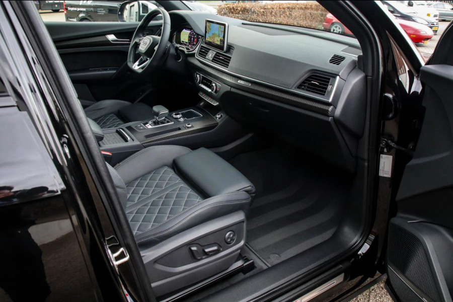 Audi SQ5 3.0TFSI Q5 Quattro S-Line 354pk Automaat! 1e Eig|NL|DLR|Luchtvering|Kuipstoelen|Panoramadak|Virtual Cockpit|Black|Carbon