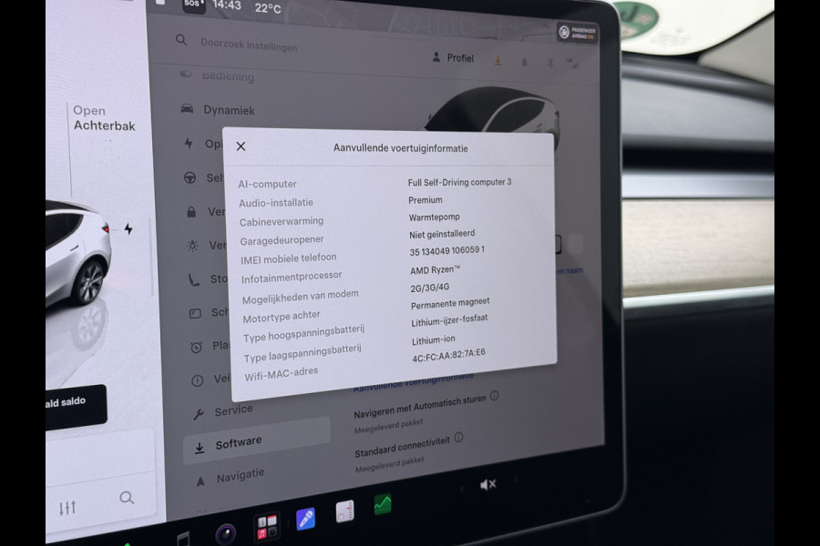 Tesla Model Y RWD 300PK SOH 90% Trekhaak Warmtepomp LFP-Accu Premium-Audio AMD Ryzen™ Camera's Navi Ecc Led Lmv 19" Privacy Glas Leder Stoel+Stuurverwarming Panoramadak Bluetooth Elek.Achterklep 1.600KG Trekgewicht 1e Eigenaar Origineel Nederlandse Auto