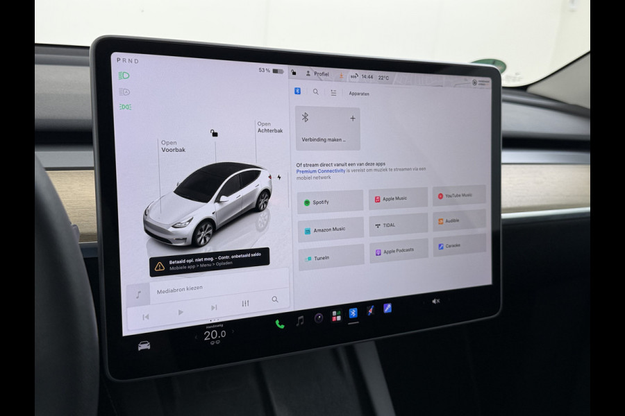 Tesla Model Y RWD 300PK SOH 90% Trekhaak Warmtepomp LFP-Accu Premium-Audio AMD Ryzen™ Camera's Navi Ecc Led Lmv 19" Privacy Glas Leder Stoel+Stuurverwarming Panoramadak Bluetooth Elek.Achterklep 1.600KG Trekgewicht 1e Eigenaar Origineel Nederlandse Auto