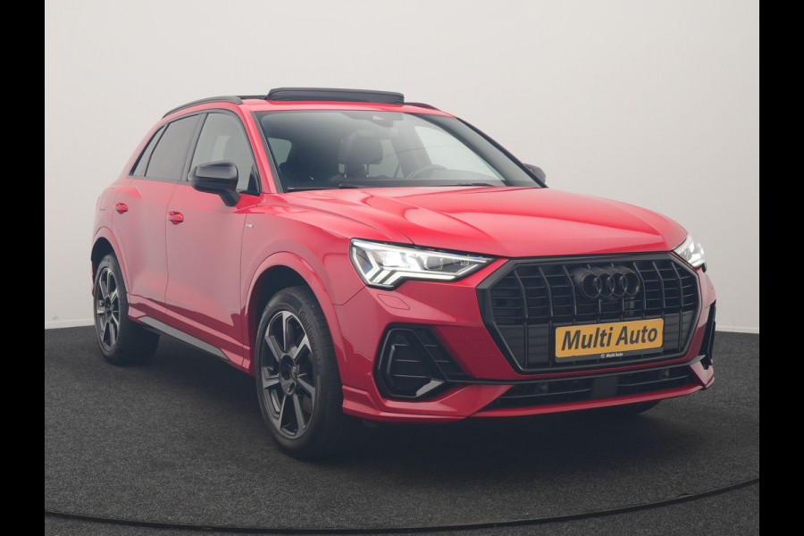 Audi Q3 45 TFSI e 2x S Line PHEV 245pk Dealer O.H. | Trekhaak Af Fabriek | Panodak | Adaptive Cruise | 360 Camera | Matrix LED | Alcantara Sportstoelen Memory & Verwarmd | Blis | Keyless | Sfeerverlichting | Navigatie | DAB | 19"L.M | Plug In Hybrid |