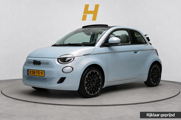 Fiat 500E Cabrio La Prima by Bocelli 42 kWh | SoH 94,9% | Navigatie | Carplay | Camera | Stoelverwarming | JBL | Parkeersensoren