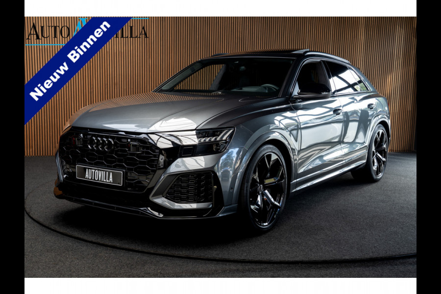 Audi RS Q8 4.0 TFSI B&O HUD Massage Keramisch Softclose ACC PDC Nachtzicht RS Seats Keyless 360 Camera Stoelventilatie Elektr. achterklep Memory seats Elektr. trekhaak Navi Niveauregeling Alcantara binnenhemel Stoelverwarming LM velgen