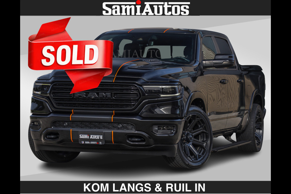 Dodge Ram BEAST | LIMITED 5.7 V8 HEMI | €69950,- excl | HUD | STRIPING | BREDE WIELEN | BLACK ON BLACK | LUCHTVERING | BOM VOL | DC | CREW CAB DUBBELE CABINE | 5 PERSOONS | GRIJSKENTEKEN |