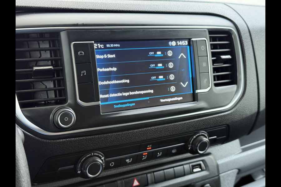 Peugeot Expert 2.0HDI 123PK Imperiaal 3-Persoons Trekhaak Airco Apple Carplay Android Auto Navi* Bluetooth Pdc Cruise Control Regen-Lichtsensor Schuifdeur Betonplex Vloer Wandbetimmering 2.500KG Trekgewicht 1e Eigenaar Originele Nederlandse Auto