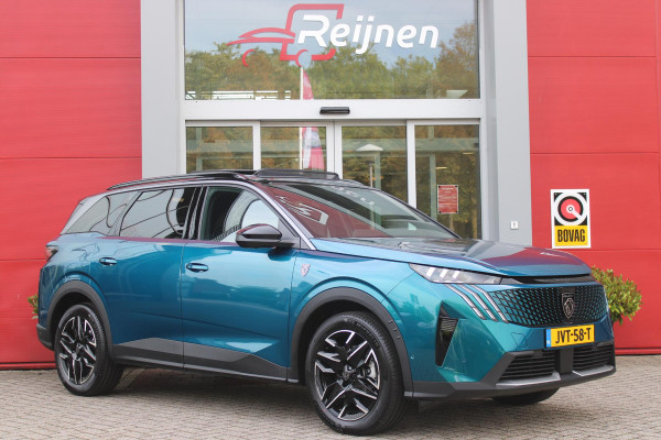 Peugeot 5008 1.2 Hybrid 145PK AUTOMAAT GT 7p | PANORAMISCH SCHUIFDAK PACK | 360° VISION & DRIVE ASSIST PLUS PACK: (360° CAMERA, BUITENSPIEGELS MET KANTELFUNCTIE, DRIVE ASSIST 2.0, DRAADLOZE TELEFOONLADER, ANTIDIEFSTALALARM) | BEKLEDING ALCANTARA/KUNSTLEDER | SEAT PACK COMFORT: (AGR BESTUUDERSSTOEL EN PASSAGIERSSTOEL ELEKTRISCH VERSTELBAAR MET MASSAGE FUNCTIE, BESTUUDERSSTOEL MET GEHEUGENFUNCTIE, BUITENSTE ZITPLAATSEN ACHTERBANK VERWARMBAAR) | GLANZEND ZWARTE DAKRAILS | BLUE OBSESSION | 19" LICHTMETALEN VELGEN "BREDA" | DRAADLOZE TELEFOONLADER | APPLE CARPLAY/ANDROID AUTO DRAADLOOS