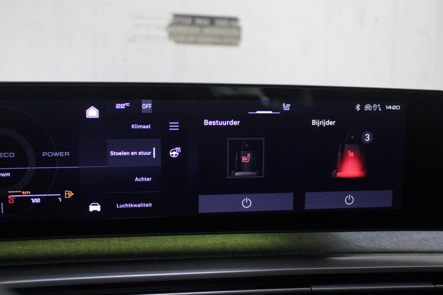 Peugeot 5008 1.2 Hybrid 145PK AUTOMAAT GT 7p | PANORAMISCH SCHUIFDAK PACK | 360° VISION & DRIVE ASSIST PLUS PACK: (360° CAMERA, BUITENSPIEGELS MET KANTELFUNCTIE, DRIVE ASSIST 2.0, DRAADLOZE TELEFOONLADER, ANTIDIEFSTALALARM) | BEKLEDING ALCANTARA/KUNSTLEDER | SEAT PACK COMFORT: (AGR BESTUUDERSSTOEL EN PASSAGIERSSTOEL ELEKTRISCH VERSTELBAAR MET MASSAGE FUNCTIE, BESTUUDERSSTOEL MET GEHEUGENFUNCTIE, BUITENSTE ZITPLAATSEN ACHTERBANK VERWARMBAAR) | GLANZEND ZWARTE DAKRAILS | BLUE OBSESSION | 19" LICHTMETALEN VELGEN "BREDA" | DRAADLOZE TELEFOONLADER | APPLE CARPLAY/ANDROID AUTO DRAADLOOS