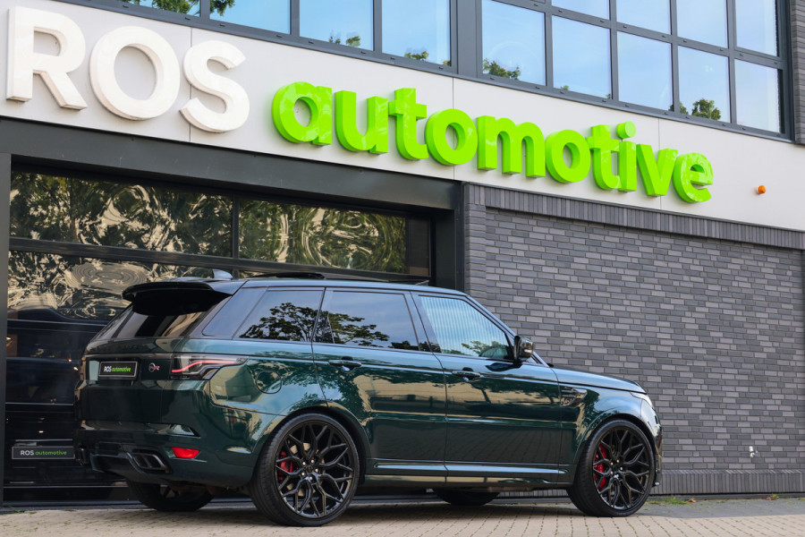Land Rover Range Rover Sport P575 SVR | UNIEK! | SVO RACING GREEN | 24'' VOSSEN | 4X STOELVERKOELING | DEALER ONDH | HUD | ELEK TREKHAAK |