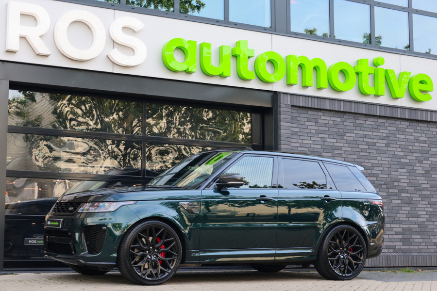 Land Rover Range Rover Sport P575 SVR | UNIEK! | SVO RACING GREEN | 24'' VOSSEN | 4X STOELVERKOELING | DEALER ONDH | HUD | ELEK TREKHAAK |
