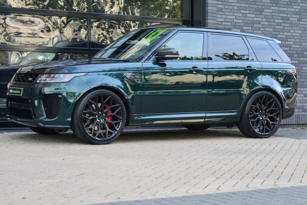 Land Rover Range Rover Sport P575 SVR | UNIEK! | SVO RACING GREEN | 24'' VOSSEN | 4X STOELVERKOELING | DEALER ONDH | HUD | ELEK TREKHAAK |