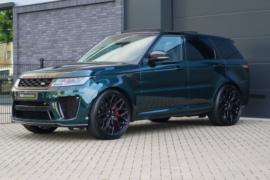 Land Rover Range Rover Sport P575 SVR | UNIEK! | SVO RACING GREEN | 24'' VOSSEN | 4X STOELVERKOELING | DEALER ONDH | HUD | ELEK TREKHAAK |