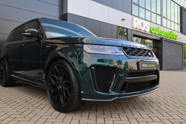 Land Rover Range Rover Sport P575 SVR | UNIEK! | SVO RACING GREEN | 24'' VOSSEN | 4X STOELVERKOELING | DEALER ONDH | HUD | ELEK TREKHAAK |