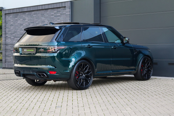 Land Rover Range Rover Sport P575 SVR | UNIEK! | SVO RACING GREEN | 24'' VOSSEN | 4X STOELVERKOELING | DEALER ONDH | HUD | ELEK TREKHAAK |