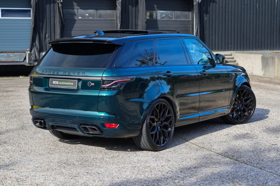 Land Rover Range Rover Sport P575 SVR | UNIEK! | SVO RACING GREEN | 24'' VOSSEN | 4X STOELVERKOELING | DEALER ONDH | HUD | ELEK TREKHAAK |