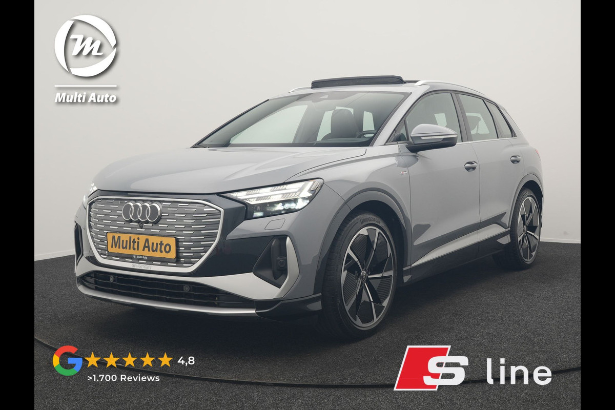 Audi Q4 e-tron 35 2x S Line 55 kWh 170pk Dealer O.H. | Panodak | Lederen Sportstoelen Memory | Adaptive Cruise | Head Up | 360 Camera | Sonos Audio | Matrix LED | Keyless | Blis | Apple Carplay | Navigatie | DAB |