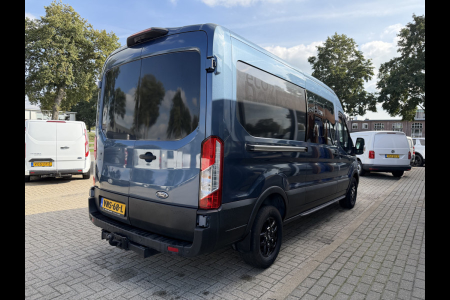 Ford Transit 350 2.0 TDCI 170pk L3H2 DC 5 persoons Trend / vaste prijs rijklaar € 25.950 ex btw / euro 6 / bpm vrij / lease vanaf € 424 / raptor grille / blauw metallic / trekhaak 2500 kg