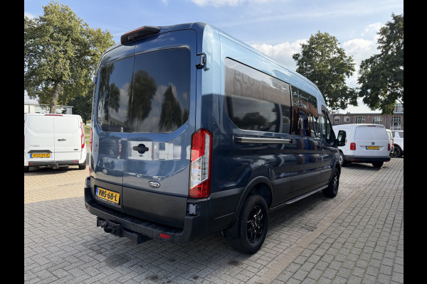 Ford Transit 350 2.0 TDCI 170pk L3H2 DC 5 persoons Trend / vaste prijs rijklaar € 25.950 ex btw / euro 6 / bpm vrij / lease vanaf € 424 / raptor grille / blauw metallic / trekhaak 2500 kg