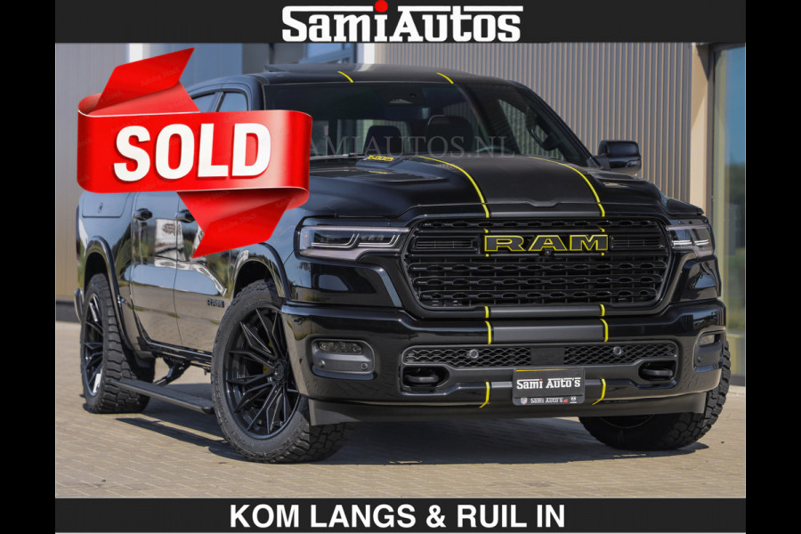 Dodge Ram Limited Night H.O 540HP 706Nm | € 84.950 excl | Massage + Full Option | De Meest Luxe en Volle Pick-Up in zijn Klasse | Comfortabele Dubbele Cabine met Royale 5 Zitplaatsen | BPM vrij | Nu Leverbaar uit Voorraad | Voorraad Nr 2356 - 0990 | De specialist in Amerikaanse pick‑ups in Nederland en Europa.