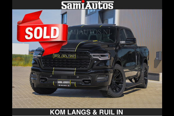 Dodge Ram Limited Night H.O 540HP 706Nm | € 84.950 excl | Massage + Full Option | De Meest Luxe en Volle Pick-Up in zijn Klasse | Comfortabele Dubbele Cabine met Royale 5 Zitplaatsen | BPM vrij | Nu Leverbaar uit Voorraad | Voorraad Nr 2356 - 0990 | De specialist in Amerikaanse pick‑ups in Nederland en Europa.