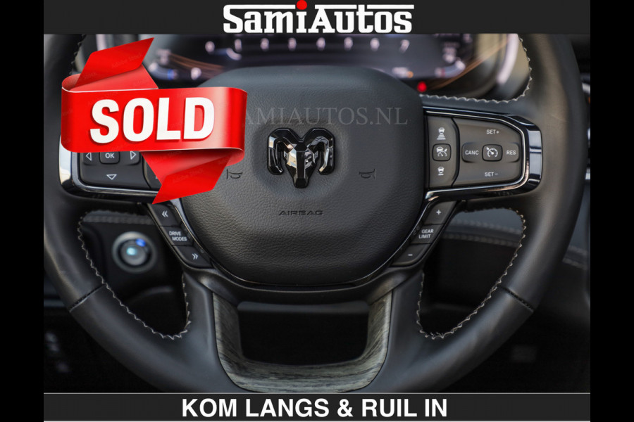 Dodge Ram Limited Night H.O 540HP 706Nm | € 84.950 excl | Massage + Full Option | De Meest Luxe en Volle Pick-Up in zijn Klasse | Comfortabele Dubbele Cabine met Royale 5 Zitplaatsen | BPM vrij | Nu Leverbaar uit Voorraad | Voorraad Nr 2356 - 0990 | De specialist in Amerikaanse pick‑ups in Nederland en Europa.