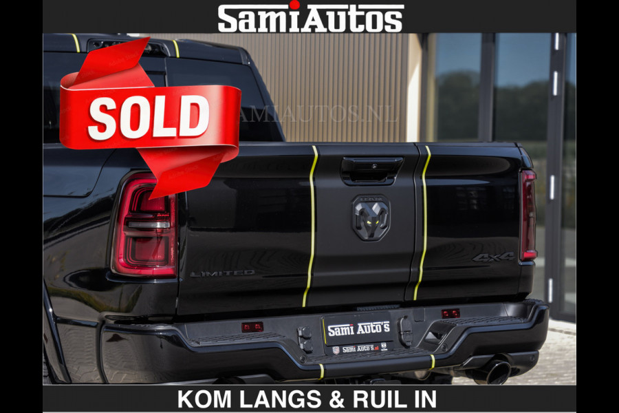Dodge Ram Limited Night H.O 540HP 706Nm | € 84.950 excl | Massage + Full Option | De Meest Luxe en Volle Pick-Up in zijn Klasse | Comfortabele Dubbele Cabine met Royale 5 Zitplaatsen | BPM vrij | Nu Leverbaar uit Voorraad | Voorraad Nr 2356 - 0990 | De specialist in Amerikaanse pick‑ups in Nederland en Europa.