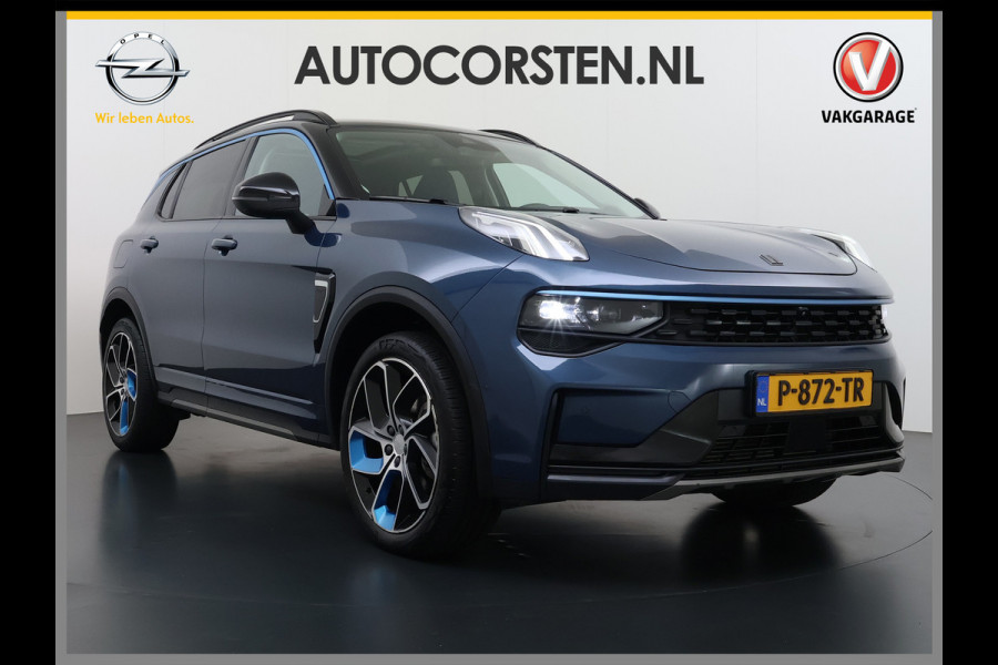 Lynk & Co 01 PHEV AUT-7 261pk Pano-Schuifdak Trekhaak Lmv 20" 360°Camera Apple Carplay Android Auto Adap.Cruise Navi Pdc Ecc Keyless Led Plug Elek.Memory.Stoel File assistent Dodehoek detector Elektrisch bedienbare achterklep Rijstrooksensor Wifi Verkeersbord detectie 425Nm koppel 3,7kw laadvermogen 1.800kg Trekvermogen