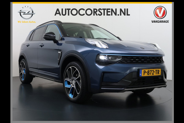 Lynk & Co 01 PHEV AUT-7 261pk Pano-Schuifdak Trekhaak Lmv 20" 360°Camera Apple Carplay Android Auto Adap.Cruise Navi Pdc Ecc Keyless Led Plug Elek.Memory.Stoel File assistent Dodehoek detector Elektrisch bedienbare achterklep Rijstrooksensor Wifi Verkeersbord detectie 425Nm koppel 3,7kw laadvermogen 1.800kg Trekvermogen