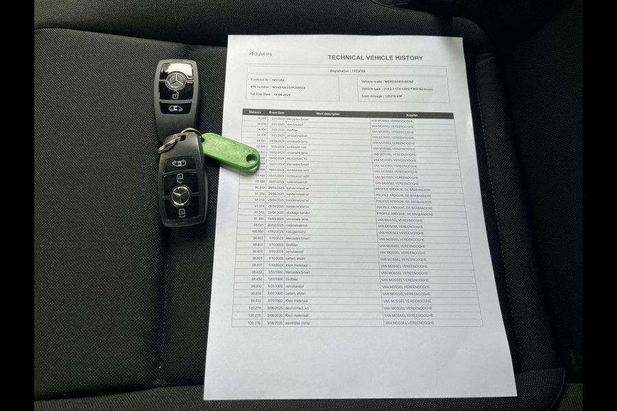 Mercedes-Benz Sprinter 314 2.2 CDI 143pk 9-Tronic L2H2 Lease €439 p/m, Airco Aut., Navi, Carplay, PDC, Camera, Sortimo inrichting, Volledig onderhoudshistorie aanwezig