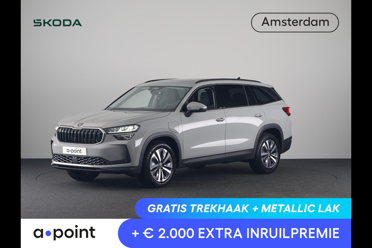 Škoda Kodiaq 1.5 TSI PHEV Edition 204 pk 6 versn. DSG | Sunset | Trekhaak | Panoramadak |  18" lichtmetalen velgen Soira aero, zilver