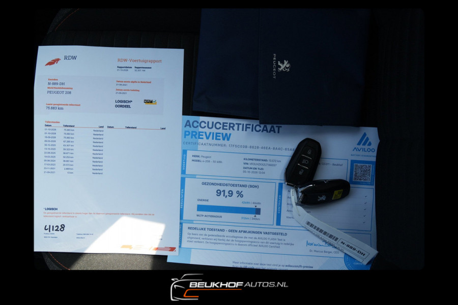 Peugeot e-208 EV Active 50 kWh Carplay Navi Airco Soh 92%