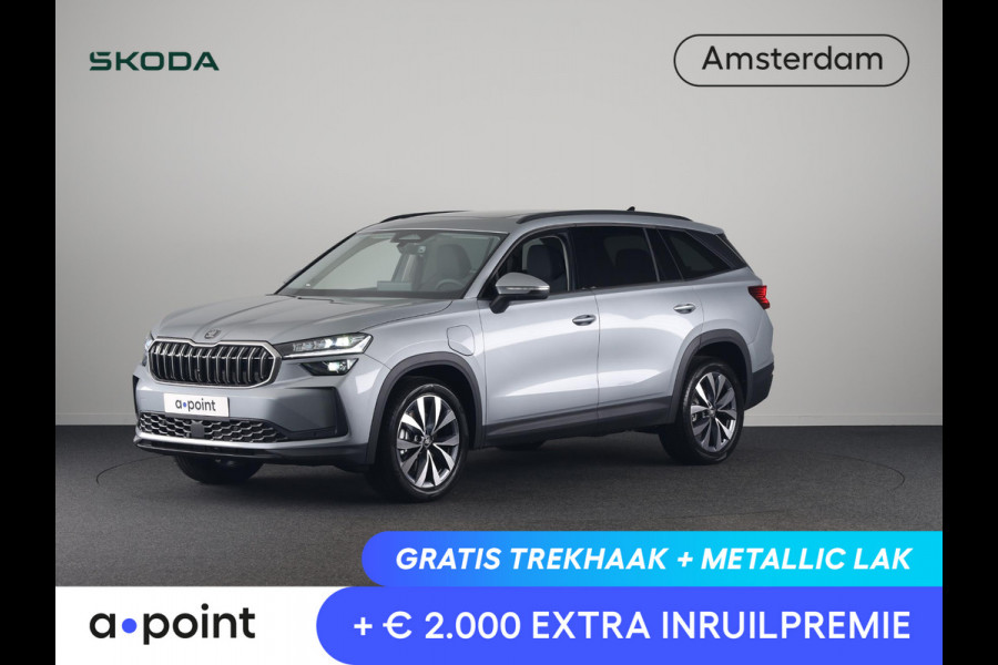 Škoda Kodiaq 1.5 TSI PHEV Business Edition Plus 204pk 6 versn. DSG | Trekhaak | Dynamic Chasis Control | Panorama Dak | Light & View Pakket | Sunset | Velgen: 19" lichtmetalen velgen Lefka aero, zilver