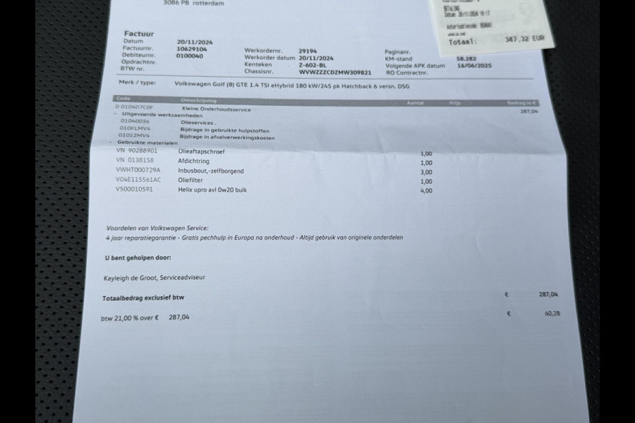 Volkswagen Golf 1.4 eHybrid GTE 18"/SOH 91%/Leder + memory/Panoramadak/IQ Light/Dynamic chassis/Stuur + stoelverwarming + ventilatie/Head-up/Standkachel/Camera/PDC v+a