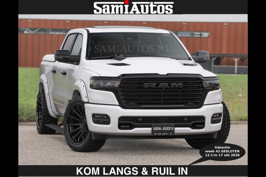 Dodge Ram BOM VOL | HUD | 420PK | LUCHTVERING | PANO | €79950,- excl | PASSAGIERSSCHERM | BOM EN BOM VOL | Comfortabele Dubbele Cabine met Royale 5 Zitplaatsen | DODGE RAM PREMIUM LARAMIE EDITION | Voorraad Nr 2230 - 8765 | De specialist in Amerikaanse pick‑ups in Nederland en Europa.