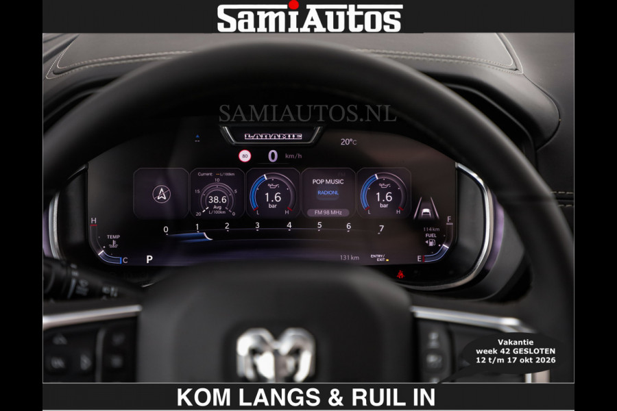 Dodge Ram BOM VOL | HUD | 420PK | LUCHTVERING | PANO | €79950,- excl | PASSAGIERSSCHERM | BOM EN BOM VOL | Comfortabele Dubbele Cabine met Royale 5 Zitplaatsen | DODGE RAM PREMIUM LARAMIE EDITION | Voorraad Nr 2230 - 8765 | De specialist in Amerikaanse pick‑ups in Nederland en Europa.